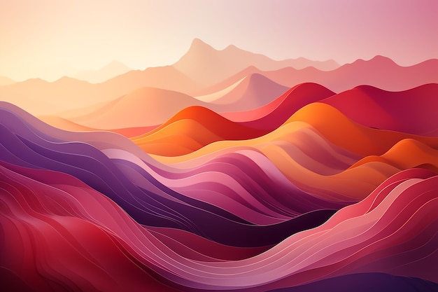 抽象的な色の背景に紫、黄色、オレンジの縞模様のイラスト、その上に滝