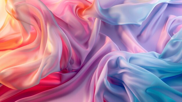 Abstract color background with silky ruffle folded drape textile waving pastel gradient