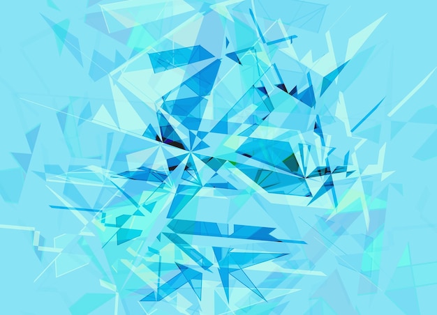 Photo abstract color blue art with sharpen pointy shapes