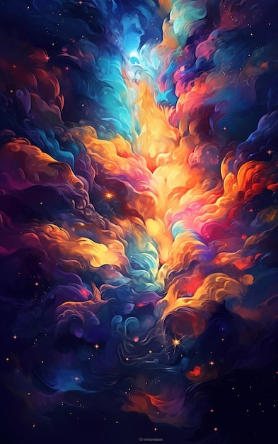 Abstract color dynamic background like cloud or outer Space Fantasy fractal texture Digital art