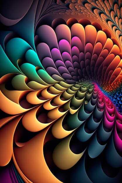 Abstract color gradients of fractal pattern Created with Generative AI technology