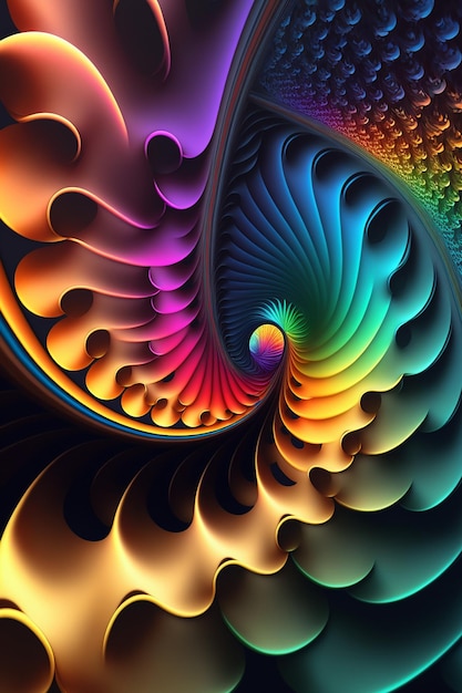 Abstract color gradients of fractal pattern Created with Generative AI technology