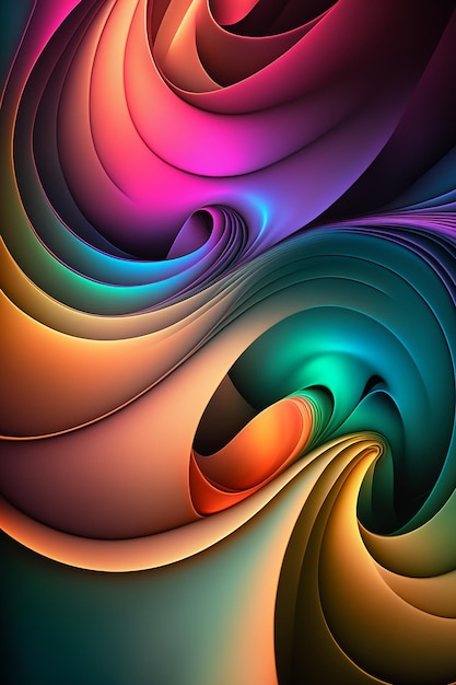 ジェネレーティブ AI 技術で作成されたフラクタル パターンの抽象的な色のグラデーション