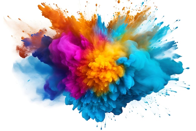 Abstract color powder explosion on white background