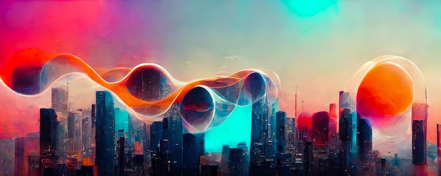 Abstract color texture modern futuristic pattern digital city concept