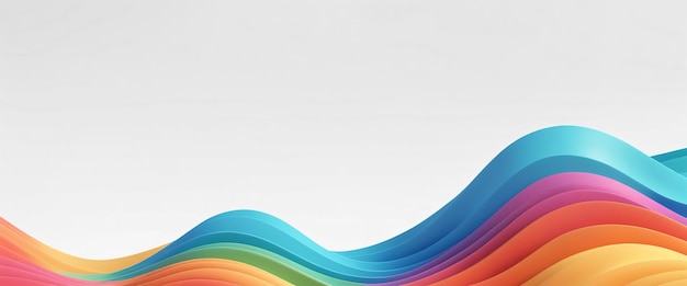 Абстрактный цветный фон с изогнутыми многоцветными волнами и поверхностями Горизонтальные обои Цветные песчаные дюны или морские волны Генеративный ИИ