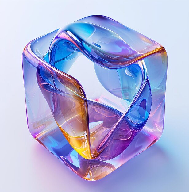 An abstract colored cube on a white surface