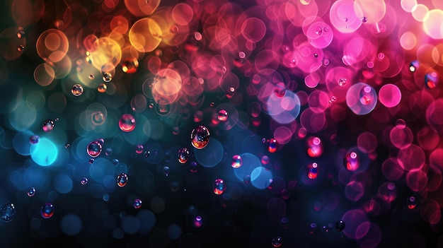 Abstract colored drops on a dark background AI generative