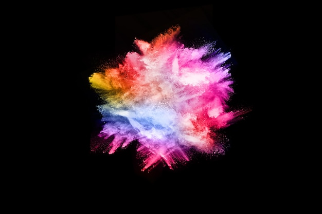 Premium Photo | Abstract colored dust explosion on a black background ...