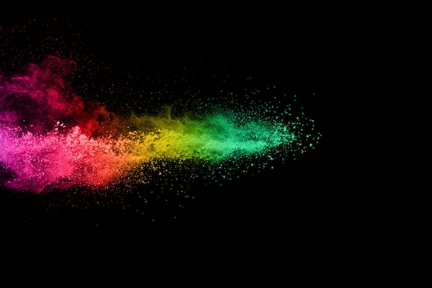 abstract colored dust explosion on a black background