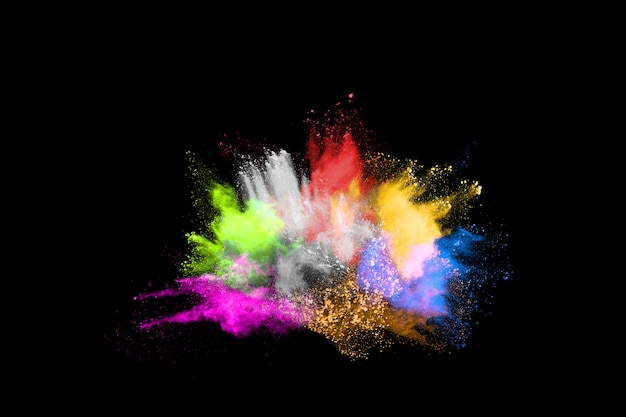 abstract colored dust explosion on a black background. 