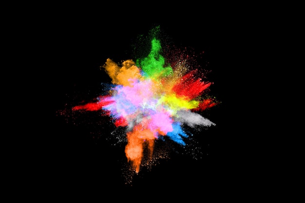 abstract colored dust explosion on a black background. 