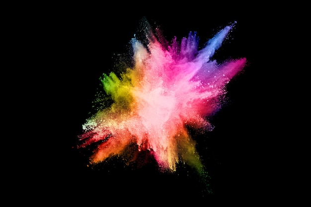 abstract colored dust explosion on a black background. 