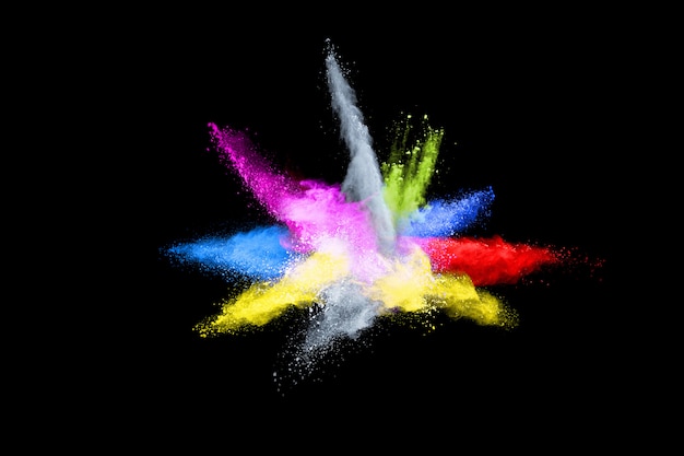 abstract colored dust explosion on a black background. 