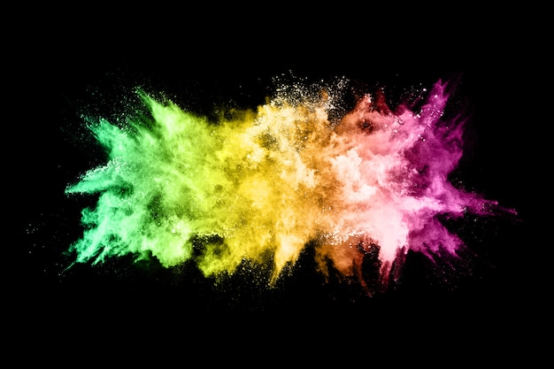 abstract colored dust explosion on a black background