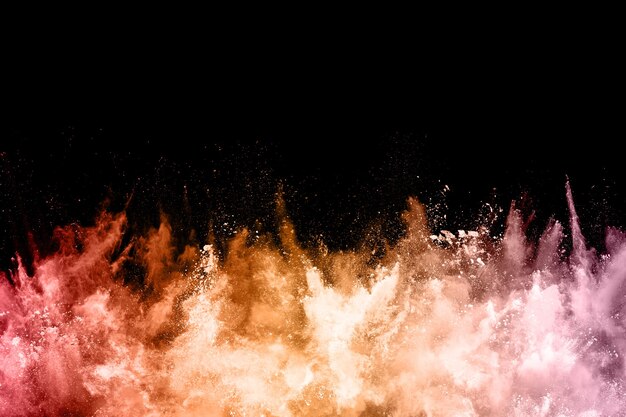 abstract colored dust explosion on a black background