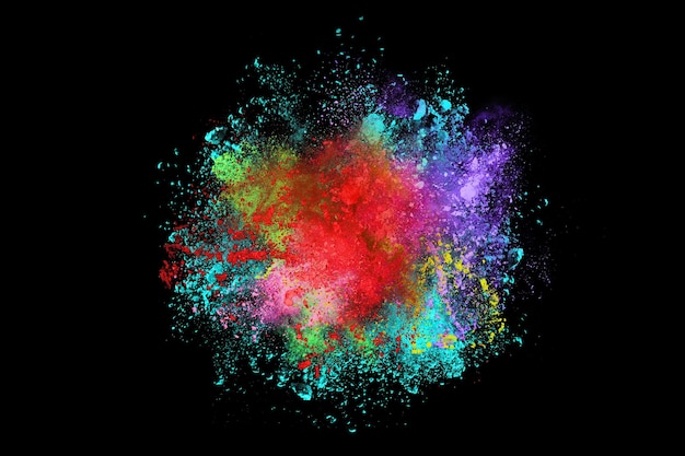 abstract colored dust explosion on a black background