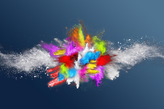 abstract colored dust explosion on a blue background