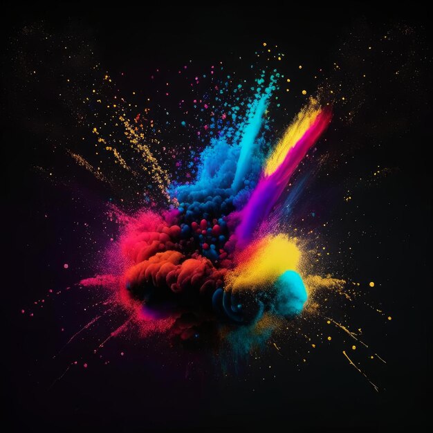 Abstract colored explosion on a black background Ai generated