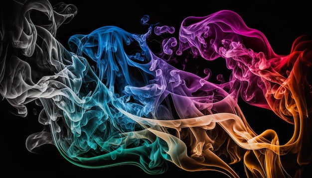 Abstract colored smoke on a dark background smoky vape colored background