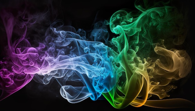 Abstract colored smoke on a dark background smoky vape colored background