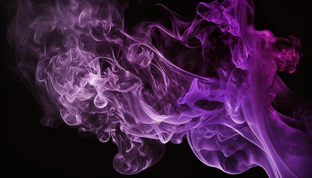 暗い背景の煙のようなアークの色付きの背景に抽象的な色の煙