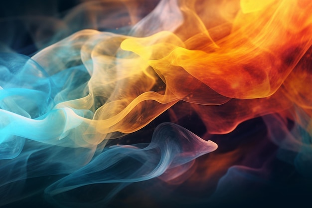 Abstract colored smoke on a dark background.