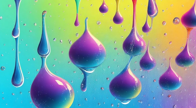 Фото Абстрактные цветные обои цветные капли воды на цветном фоне красочные абстрактные баннеры
