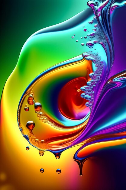 Abstract colorful acrylic color liquid bubble style art, generative ai