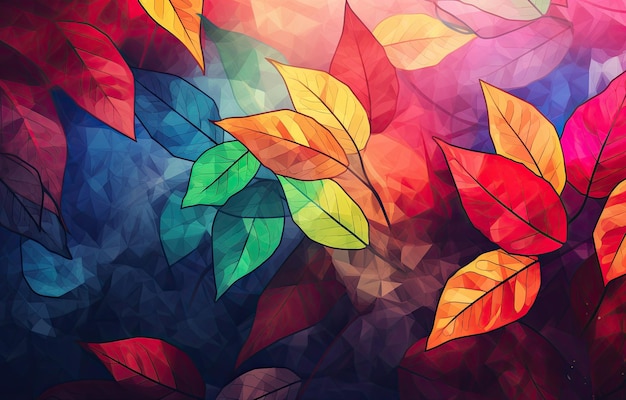 Abstract and colorful autumn leaves wallpaper by generative AI