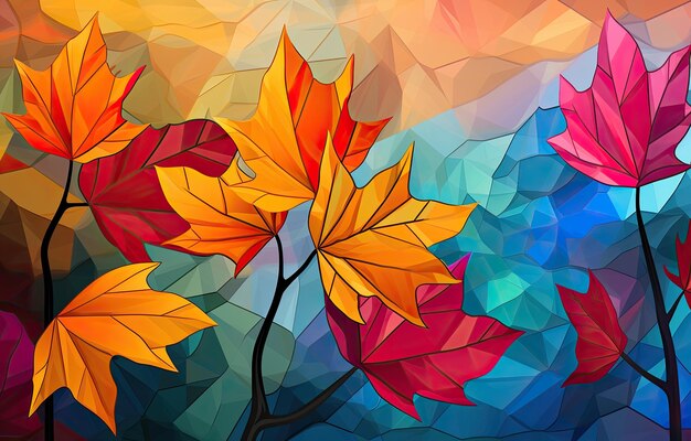 Abstract and colorful autumn leaves wallpaper by generative ai