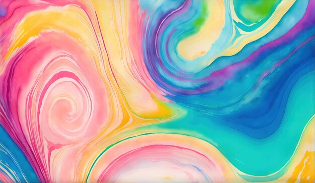 Abstract colorful background of acrylic paint in blue yellow and pink colors