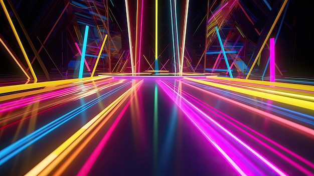 Abstract colorful background bright neon cyberpunk city 3d style with Generative AI Technology