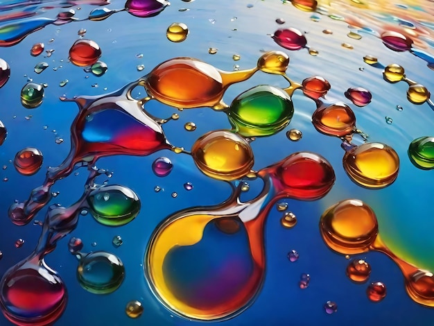 写真 抽象的なカラフルな背景 水面の油の滴 虹の色