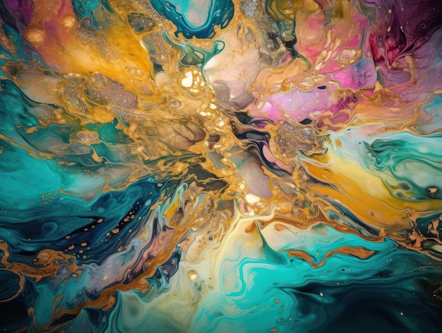 Abstract colorful background Gold marble painting Created with Generative AI technology