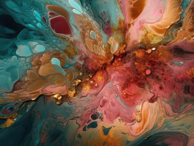 Abstract colorful background Mixing acrylic paints Created with Generative AI technology