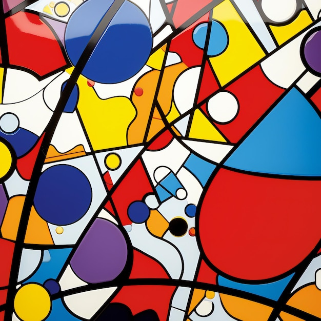 Abstract colorful background with circles and lines in the style of stained glass