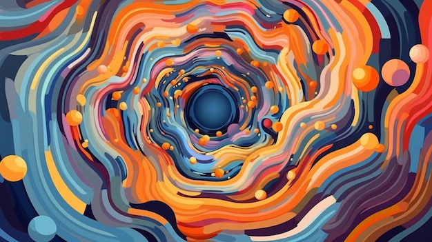 Abstract colorful background with a circular shape and circles AI Generative