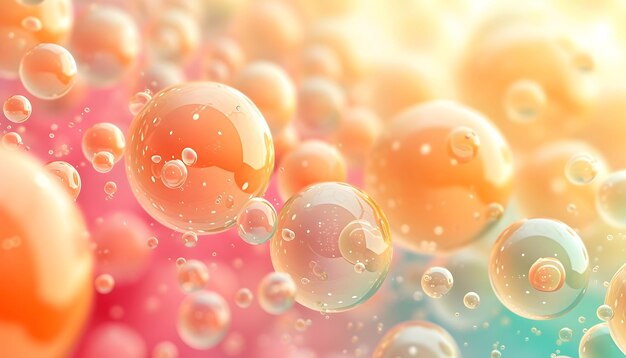 Абстрактный красочный фон с красочными глянцевыми шарами и пузырьками