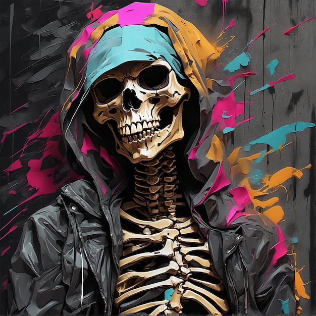 Foto sfondio colorato astratto con cranio colorato ai generato