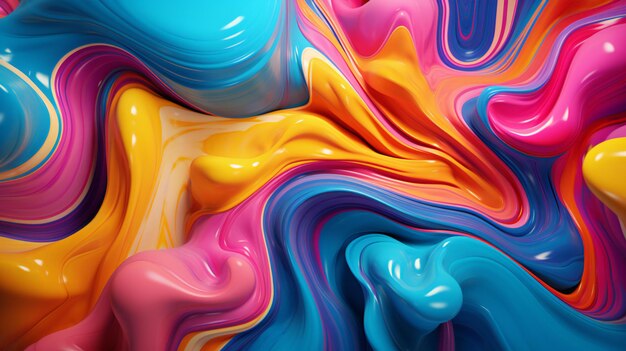 Photo abstract colorful background with flowing paint generated by ai