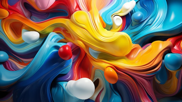 사진 ai에 의해 생성된 흐르는 페인트와 함께 추상적인 다채로운 배경