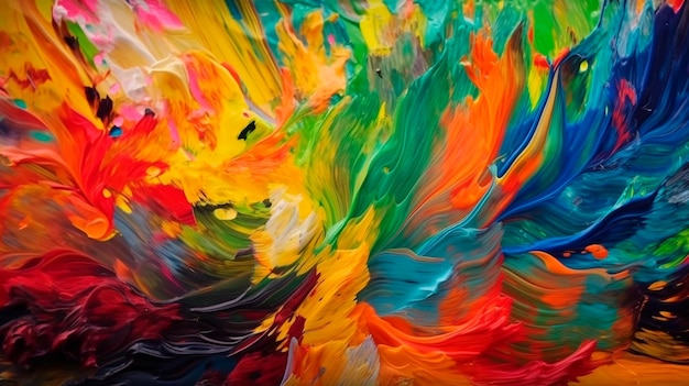 Abstract colorful background with impressionist paint strokes Generative AI