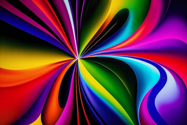 Photo abstract colorful background with smooth lines in rainbow colors computer generated images