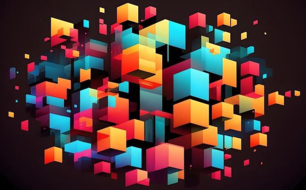 Abstract colorful background with squares Generative AI