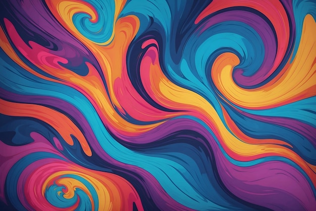 Abstract colorful background with waves psychedelic background swirl wavy wild imagination