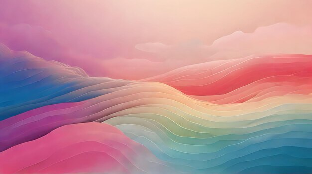 Abstract colorful background with wavy lines and clouds