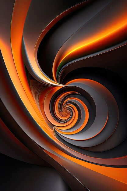 Abstract colorful black and orange shapes background fantastic fractal waves festive wallpaper