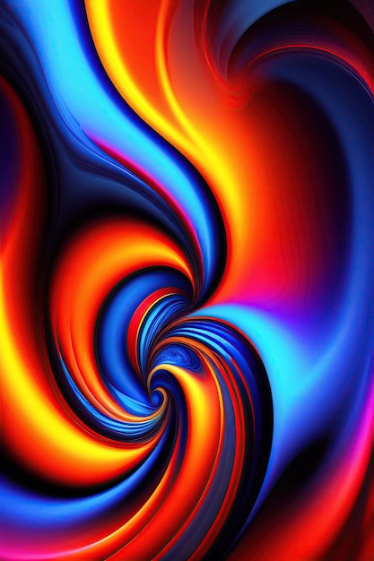 Абстрактные красочные синие огненные формы Цифровое фрактальное искусство Обои Компьютерное искусство