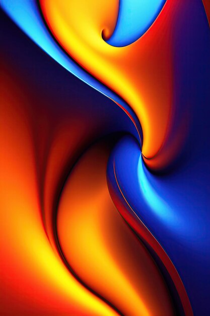 Abstract colorful blue orange and yellow fiery shapes fantasy light background